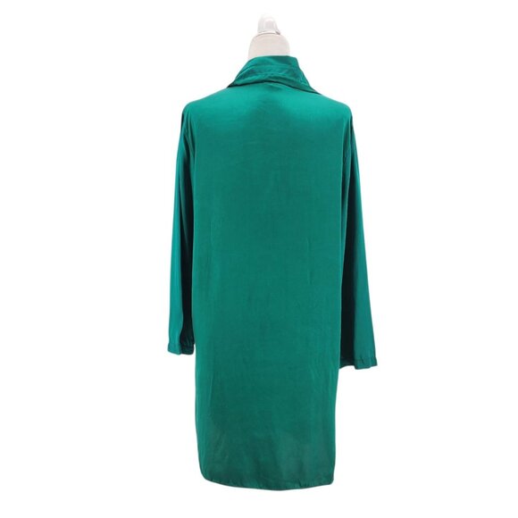 Vintage Morgan Taylor Womens Small Nightgown Sleep Shirt Silk Green Long Sleeve - Picture 4 of 9